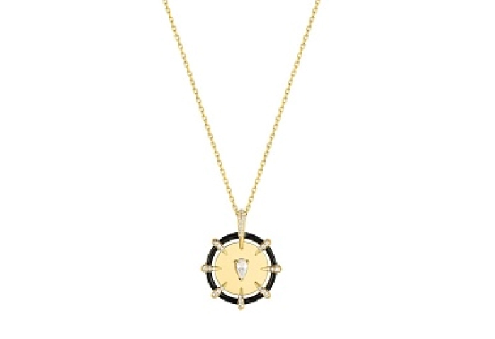 Gold Sparkle Point Medallion Necklace
