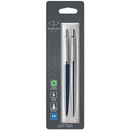 Набор Parker &quot;Jotter London&quot;: шар. ручка Blue + гел. ручка Stainless Steel, 1,0мм, кнопочн., блистер