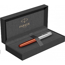 Ручка-роллер Parker &quot;Sonnet Sand Blasted Metal&Orange Lacquer&quot; черная, 0,5мм, подарочная упаковка