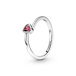 Heart sterling silver ring with red cubic zirconia /199267C01-54