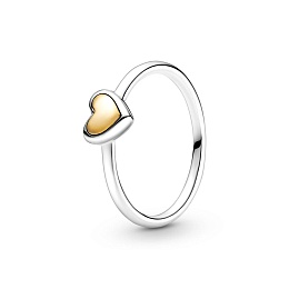 Heart sterling silver and 14k gold ring/Серебряное кольцо с золотом 14 крт