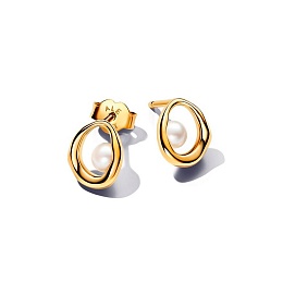 14k Gold-plated stud earrings with white treated f