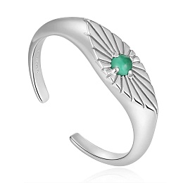 Malachite Evil Eye Adjustable Ring