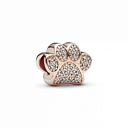 Paw 14k rose gold-plated charm with clear cubic zirconia
