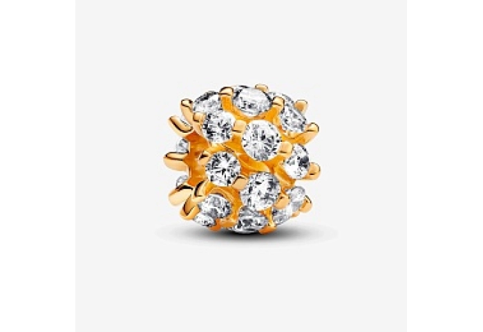 14k Gold-plated charm with clear cubic zirconia