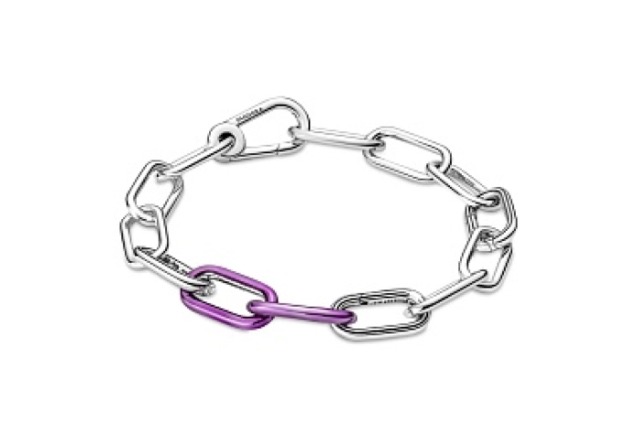 Sterling silver double link with transparentpurple enamel /799663C02