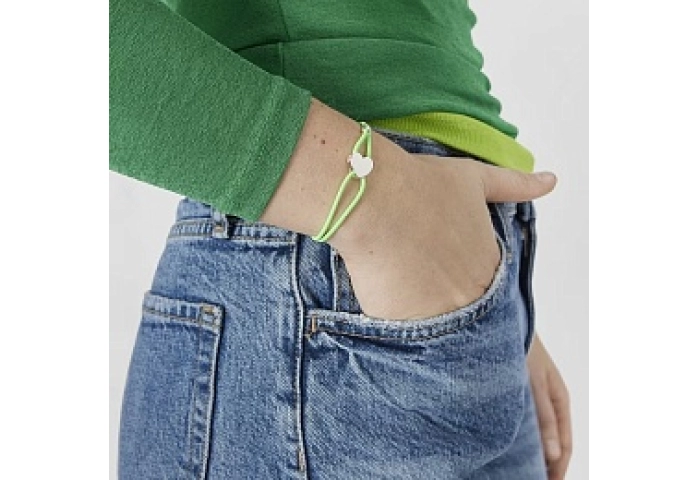 SILVER BRACELET HEART PISTACHIO ELASTIC