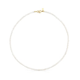 SILVER GOLDPLATED CHOKER CULT.PEARL 38CM