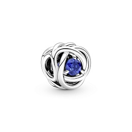 Sterling silver charm with princess blue crystal