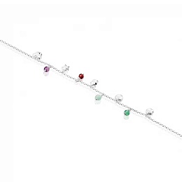 SILVER BRACELET 5 GEMSTONES MOTIFS