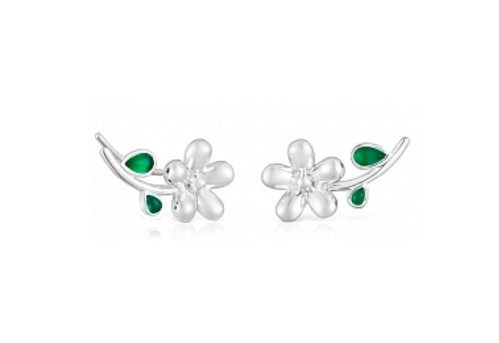 SILVER EARRINGS FLOWER CHALCEDONY