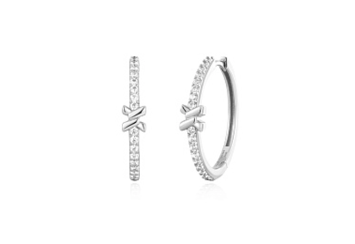 Silver Cross Hoops