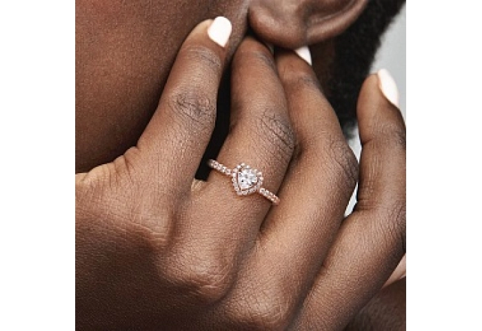 Heart Pandora Rose ring with clear cubiczirconia /188421C02-50