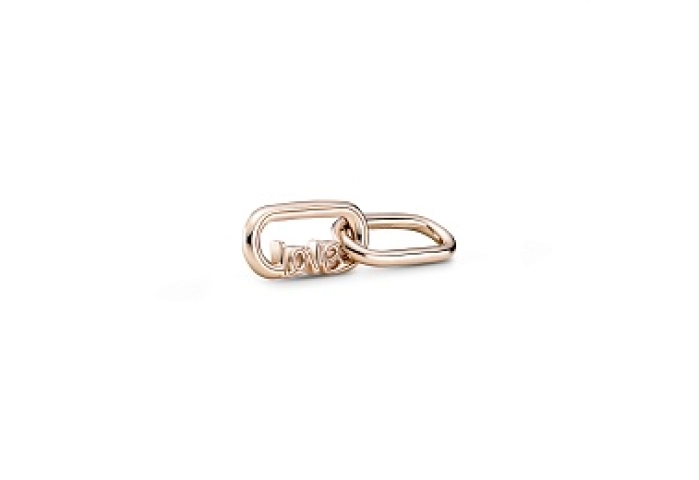 Love script 14k rose gold-plated word link /789686C00