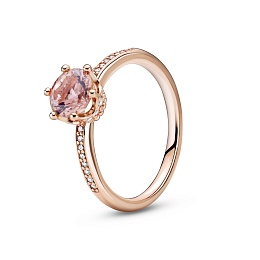 Crown Pandora Rose ring with blush pinkcrystal and clear cubiczirconia /188289C01-50