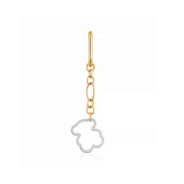 SILVER GOLD PLATED 1/2 HOOP EARRING BEAR