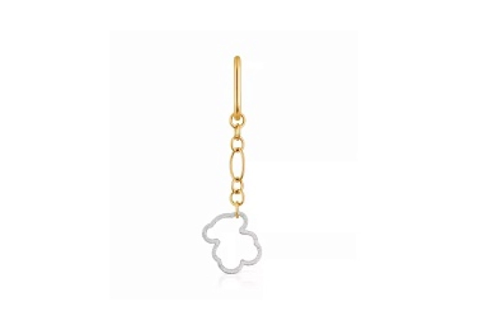SILVER GOLD PLATED 1/2 HOOP EARRING BEAR