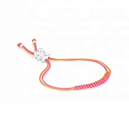 SILVER BRACELET PINK-ORANGE CORD