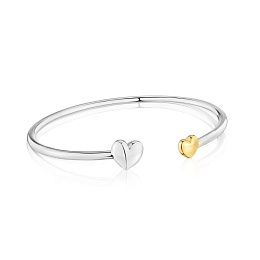 SILVER GOLDPLATED BANGLE BRC HEART 2TONE