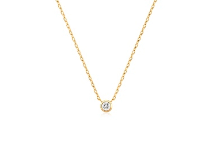 Gold Round Solitaire Cubic Zirconia Necklace