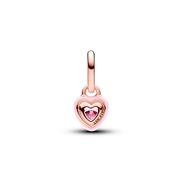 Heart 14k rose gold-plated mini dangle with orchid pink crystal and pink enamel