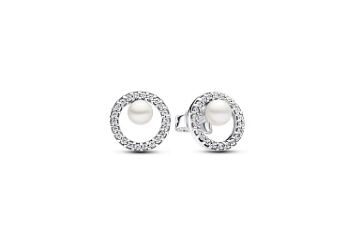 Sterling silver stud earrings with white treated f