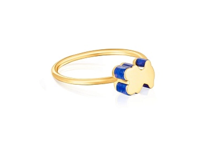 18KT GOLD RING LAPISLAZULI VOLUME BEAR