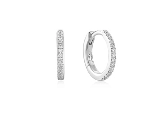 Silver Classic Pavé Huggies