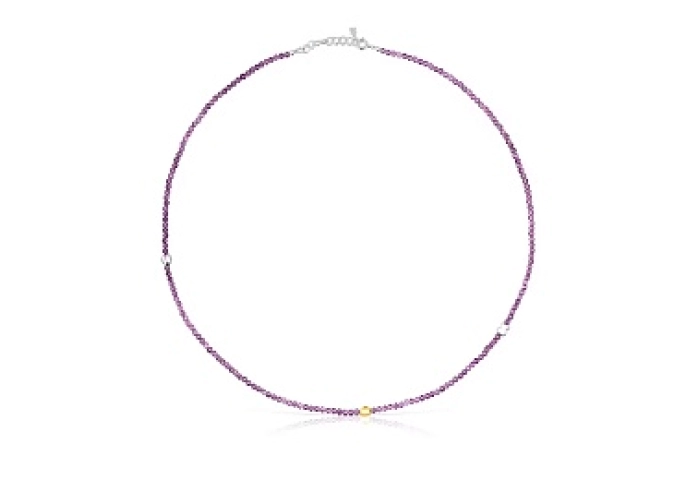 SILVER GOLD PLATED CHOKER AMETHYTS 50CM
