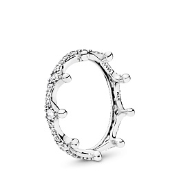 Crown silver ring with clear cubic zirconia