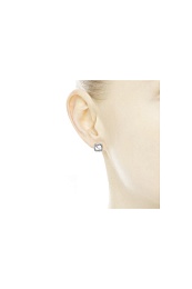 Square silver stud earrings with clear cubic zirconia/Серебряные серьги-пусеты с чистым кубическим ц