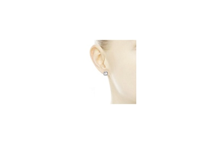 Square silver stud earrings with clear cubic zirco