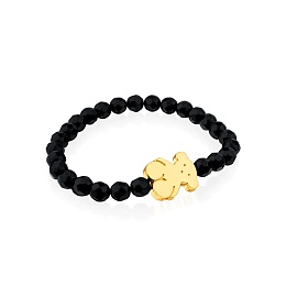 ONYX SILVER GOLD PLATED BEAR BRACELET