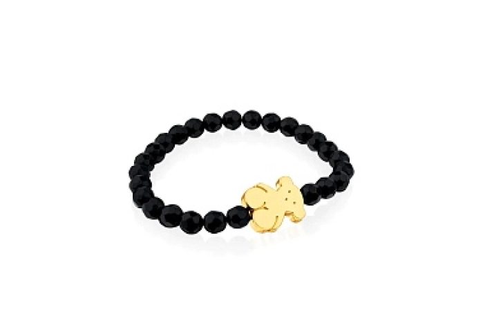 ONYX SILVER GOLD PLATED BEAR BRACELET