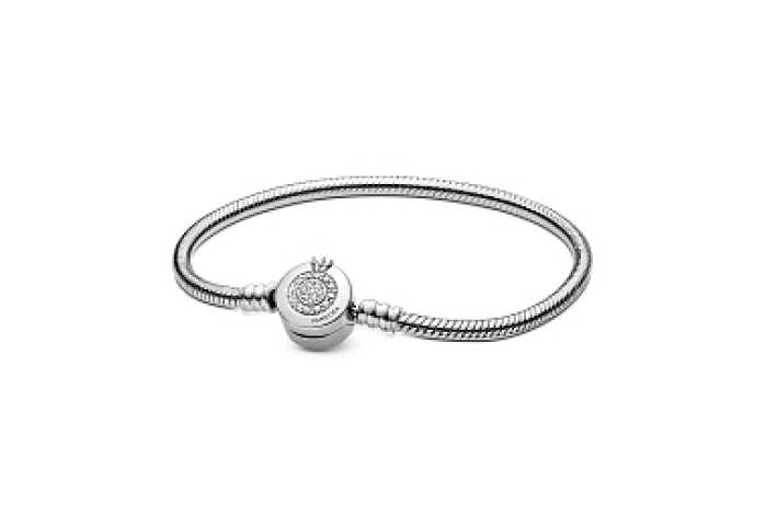 Snake chain sterling silver bracelet and crown O c