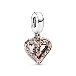Heart Pandora Rose and sterling silverdangle with 