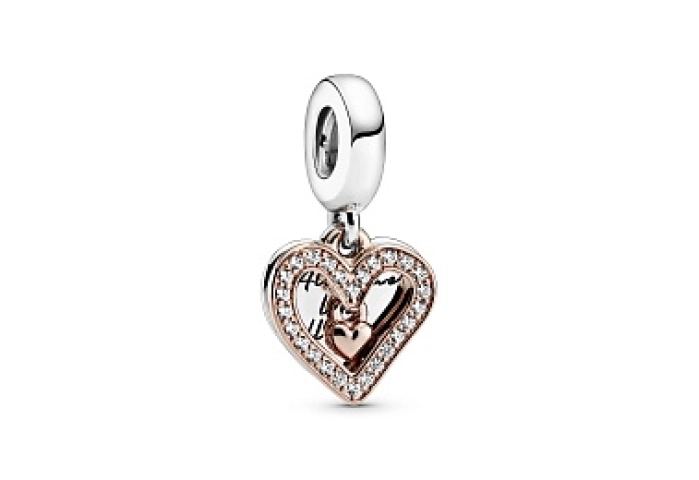 Heart Pandora Rose and sterling silverdangle with 