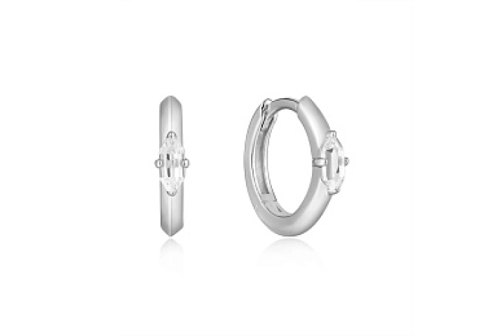 SPARKLE EMBLEM HUGGIE HOOP EARRINGS