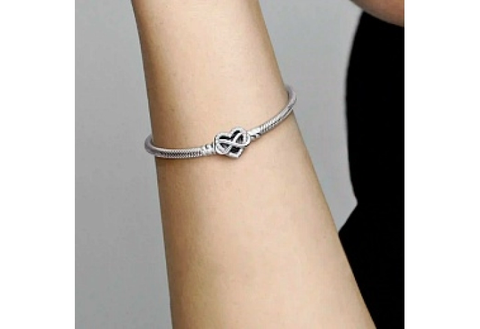 Snake chain sterling silver bracelet with infinity