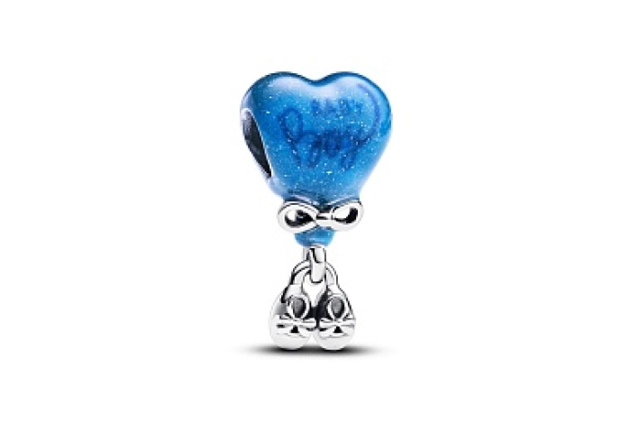 Baby boy balloon sterling silver charm with color 