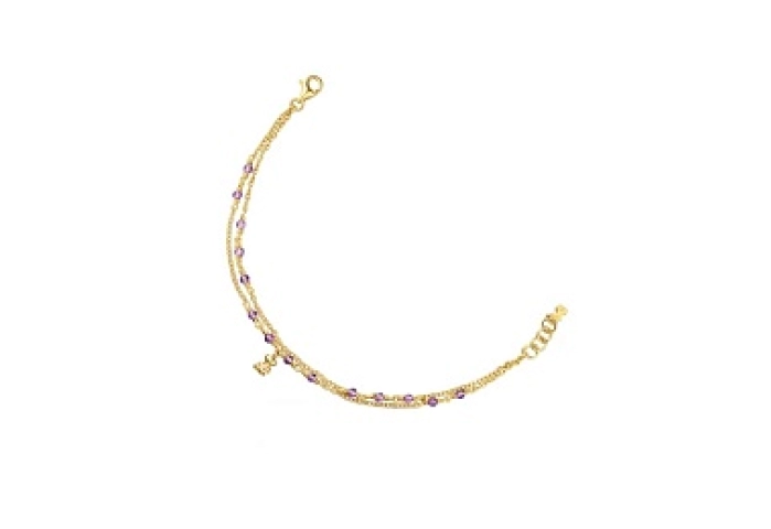 SILVER GOLDPLATED BRACELET AMETHYST
