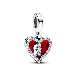 Padlock heart sterling silver double dangle with c