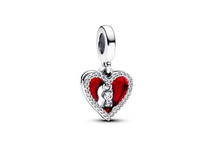 Padlock heart sterling silver double dangle with c