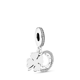 Good luck silver dangle with clear cubic zirconia/
