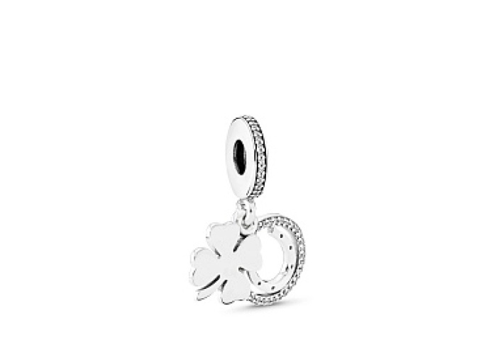 Good luck silver dangle with clear cubic zirconia