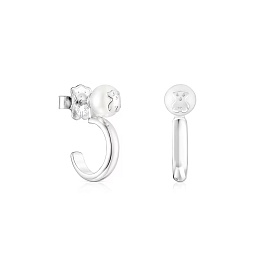 SILVER HOOP EARRINGS CULTURED PEARL 13MM