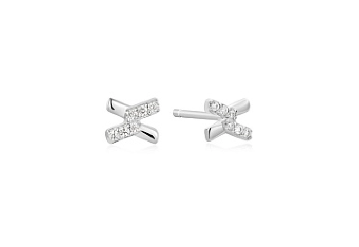 Silver Cross Cubic Zirconia Studs