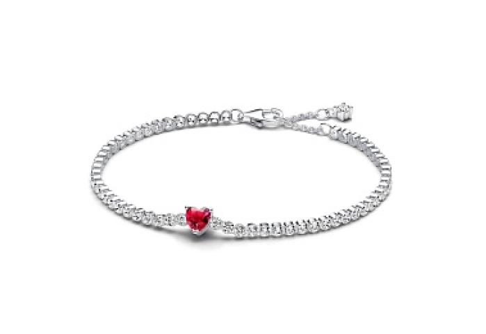 Heart sterling silver tennis bracelet with cherrie