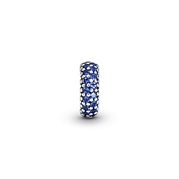 Abstract silver spacer with blue crystals