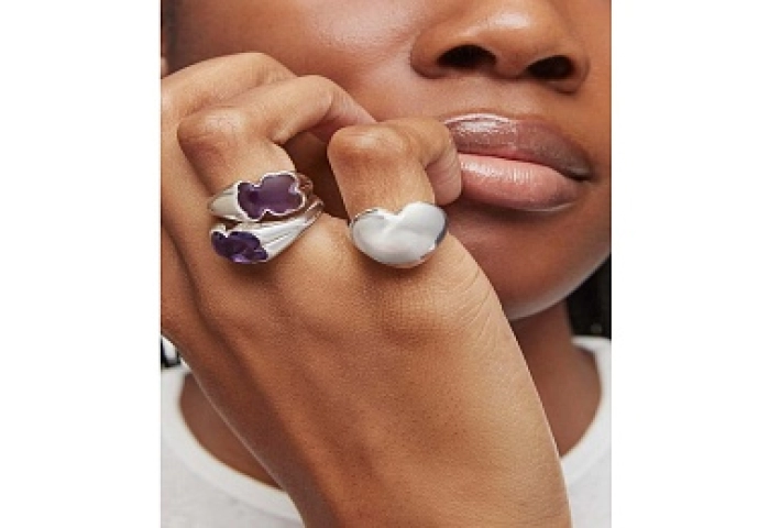 SILVER SIGNET RING AMETHYST BEAR 10MM